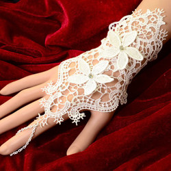 Lace Floral Long Bracelet For Women Vintage Cut Out White