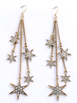 Fashion Fringe Star Rhinestone Drop Earrings