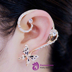 Cheap Pair of Rhinestoned Alloy Butterfly Earrings