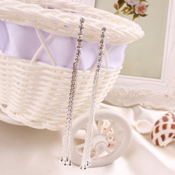 Cheap Pair of Rhinestone Long Chain Tassel Earrings