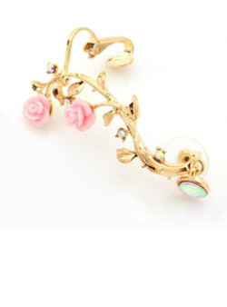 Cheap ONE PIECE Rhinestone Leaf Floral Ear Cuff