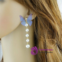 Cheap Faux Pearl Butterfly Earrings