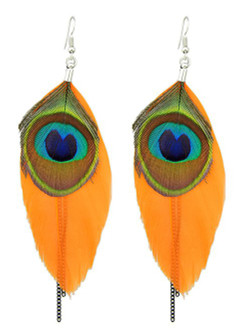 Cheap Bohemian Peacock Feather Earrings