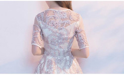 2017 New Elegant Champagne  Half Sleeves Short Evening Dresses