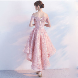 Pink Off The Shoulder High Low Homecoming Dresses
