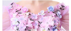 Prom Dress Luxury Flowers Evening Party Pink Long Sleeves Short