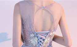 Short Prom Dresses 2017 Gray Shoulder Straps Illusion Sheer