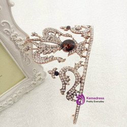 wedding tiara hair headdress golden crown red and green bride