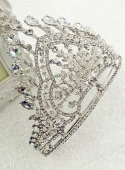 European Golden Pearl crystal Wedding Tiara church bride jewelry