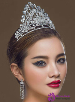 European Golden Pearl crystal Wedding Tiara church bride jewelry