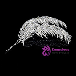 feather tiara hair accessories wedding bridal headdress marriage side clip rhinestone