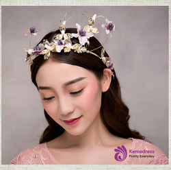 sweet tiara for brides wedding hair jewelry butterfly cotton flower bride crown