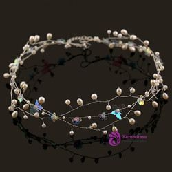 band hair ornaments upscale popular handmade pearl bridal hair