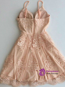 Short Champagne Tulle Homecoming Dress A-Line Spaghetti Straps Homecoming Dress