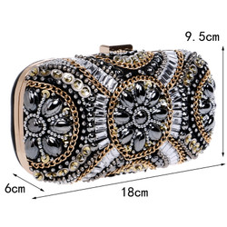 Free Shipping Women's Crystal Evening bag Retro Beaded Clutch Bags