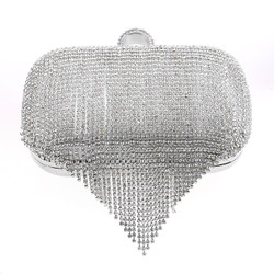 European Tassel Rhinestones Day Clutch With Finger Ring Diamonds Evening Bags