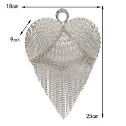 Heart design tassel rhinestones women evening bags imitation pearl lady's handle evening bag