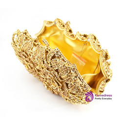 Gold Silver Evening Bag Rose Flower Holiday Party Clutch Purse Crystal Bag