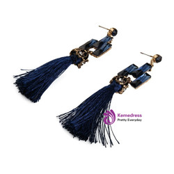 New Arrival Long Tassel Bohemia Statement Rhinestone Maxi Stud Earrings