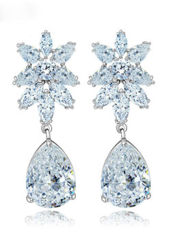 Beautiful Luxury Quality Elegant Women Clear Cubic Zirconia Drop Earrings