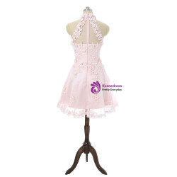 2017 Homecoming Dresses A-line Halter Knee Length Flowers Appliques