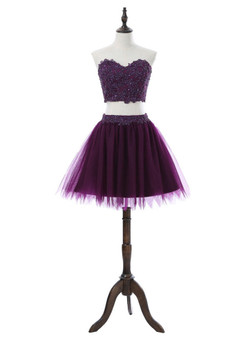 Sweetheart Short Mini Tulle Purple 2017 Homecoming Dresses A-line