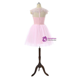 Pink Elegant 2017 Homecoming Dresses A-line Cap Sleeves