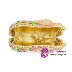 Luxury Flower Crystal Rabbit Shape Handbags Hollow Out Pattern Shoulder