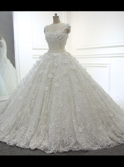 Fairy Tale Full Beading Luxury Ball Gown White/Ivory Wedding Dresses