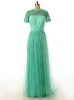 2017 A Line Short Sleeve Sequined Lace Mother Of The Bride Dresses