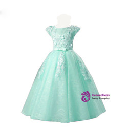 Cute Champagne Lace Cap Sleeve Kids Baby Flower Girl Dresses