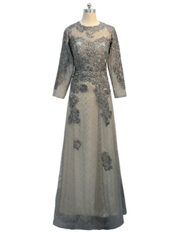 A-line Long Sleeves Gray 2017 Mother Of The Bride Dresses