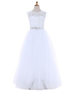 A-line Cap Sleeves White 2017 Flower Girl Dresses For Weddings