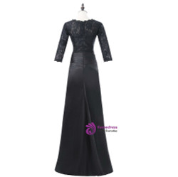 Black 2017 Mother Of The Bride Dresses Mermaid 3/4 Sleeves Satin