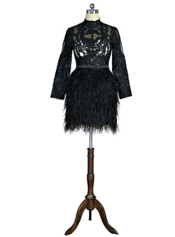 Black 2017 Formal Celebrity Dresses Sheath Long Sleeves