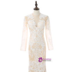 2017 Formal Celebrity Dresses Mermaid Deep V-neck Long Sleeves Slit Sexy Long Evening Dresses