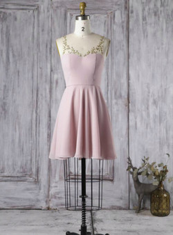 2017 Prom Gowns Dress A-line Scoop Short Bridesmaid Dresses