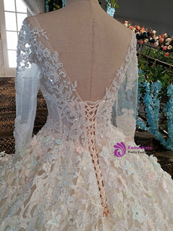 Luxury wedding dress for bridal beaded long sleeves lace wedding gown