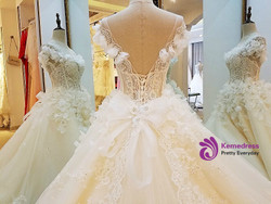 Ball Gown Corset Back Lace Appliques Wedding Gowns