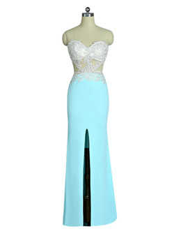 2017 Prom Dresses Mermaid Sweetheart Lace Slit Sexy Open Back Women Long Evening Dresses