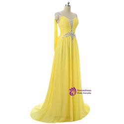 V-neck Cap Sleeves Chiffon Crystals Open Back Long Evening Dresses V-neck Cap Sleeves Chiffon Crystals Open Back Long Evening Dresses