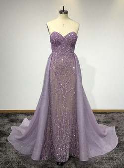 Purple Sweetheart Neck Sleeveless Floor Length Prom Dresses