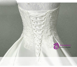 Unique Sexy Strapless Wedding Dress 2017 Real Photo Satin With Appliques