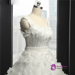 Wedding Dress Chapel Train Tulle With Lace Appliques Ball Gown