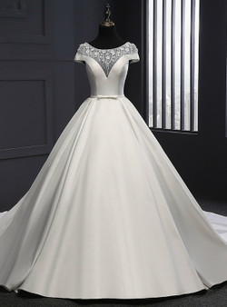 Romance 2017 Wedding Dress Scoop Neck Satin Wedding Dresses