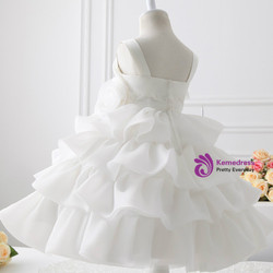 White Organza With Flowers Ball Gown Flower Girl Dresses 2017