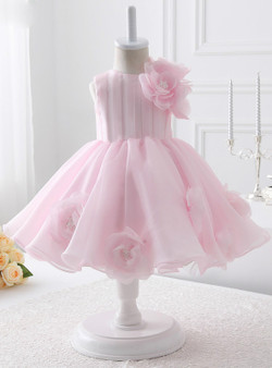 Fashion 2017 style Pink Organza flower girl dress