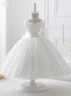 2017 White Organza with sequin flower girl dress
