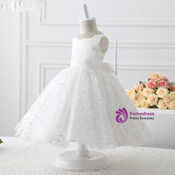 2017 White Organza with sequin flower girl dress