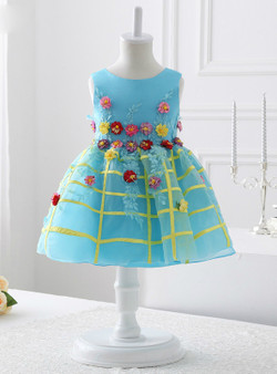 2017 Sky Blue Organza flower girl dress for Weddings